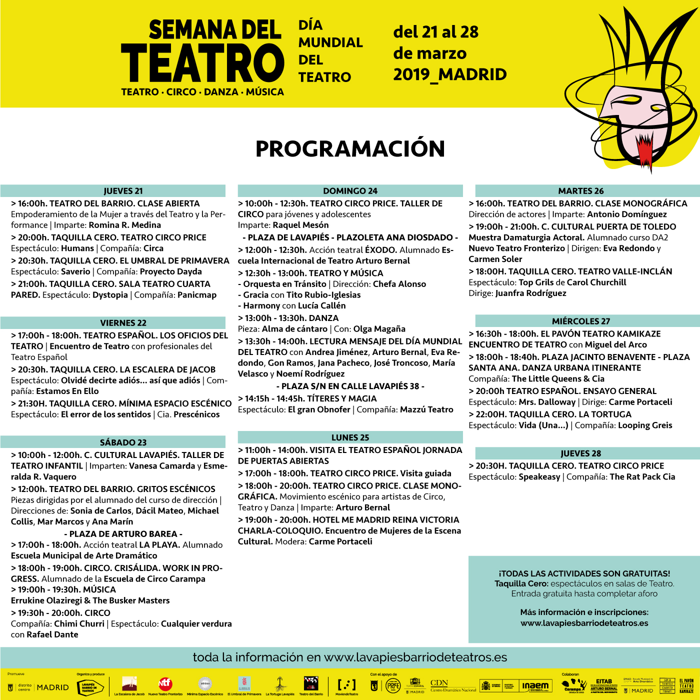 Programación Semana del Teatro Madrid. Día Mundial del Teatro